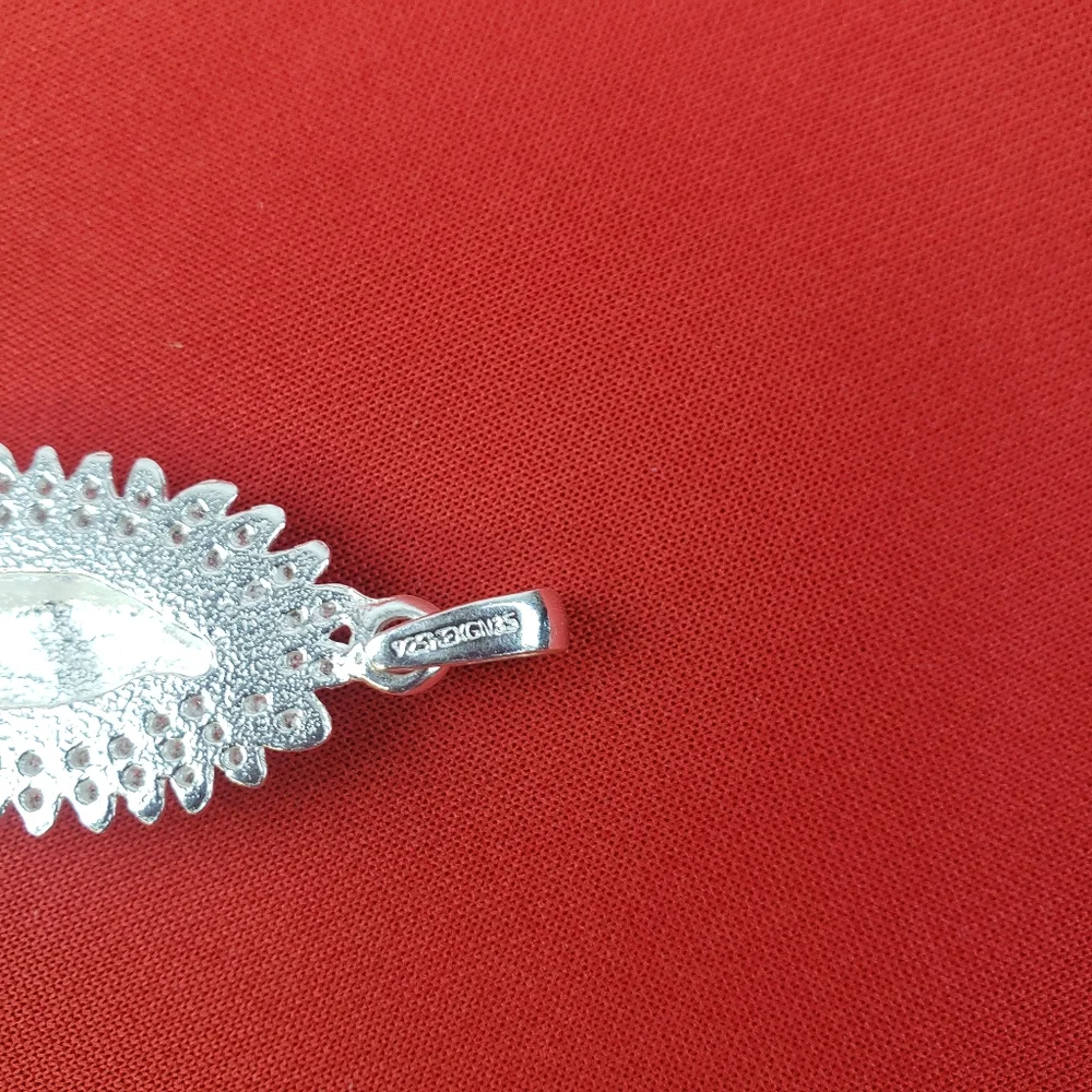 925 sterling silver men's virgin‎ Mary pendant with zircon